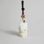 Japanese Style Hand Carved Wooden Puppy Keychain, Minimalist Dog Charm, Cute Animal Pendant, Zen Style Bag Charm, Handmade Wood Gift