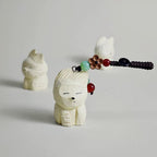 Japanese Style Hand Carved Wooden Puppy Keychain, Minimalist Dog Charm, Cute Animal Pendant, Zen Style Bag Charm, Handmade Wood Gift