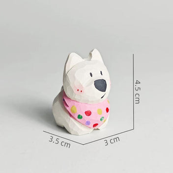 Japanese Style West Highland Terrier Wood Figurine, Hand Carved Westie Dog Sculpture, Cute Desk Decor, Animal Ornament, Gift for Dog Lovers