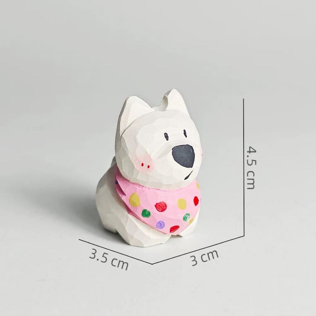 Japanese Style West Highland Terrier Wood Figurine, Hand Carved Westie Dog Sculpture, Cute Desk Decor, Animal Ornament, Gift for Dog Lovers
