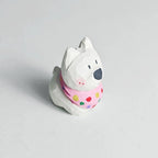 Japanese Style West Highland Terrier Wood Figurine, Hand Carved Westie Dog Sculpture, Cute Desk Decor, Animal Ornament, Gift for Dog Lovers