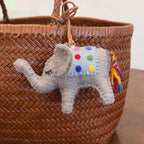 Japanese Style Felt Elephant Keychain, Handmade Wool Elephant Bag Charm, Cute Grey Elephant Pendant, Car Keychain, Gift for Animal Lovers