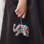 Japanese Style Felt Elephant Keychain, Handmade Wool Elephant Bag Charm, Cute Grey Elephant Pendant, Car Keychain, Gift for Animal Lovers