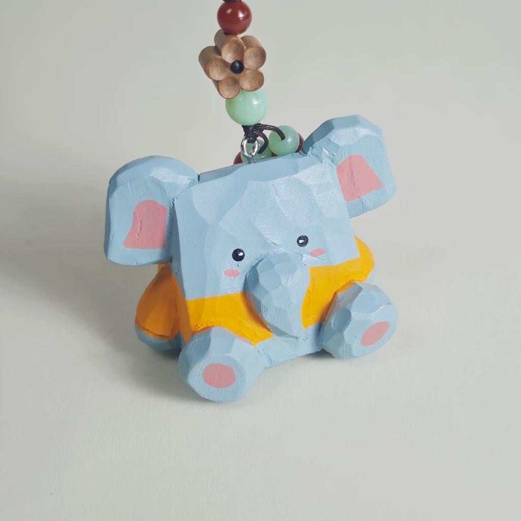 Japanese Style Felt Elephant Keychain, Handmade Wool Elephant Bag Charm, Cute Grey Elephant Pendant, Car Keychain, Gift for Animal Lovers