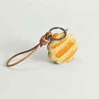 Japanese Style Butter Bread Wood Carving Keychain, Hand Carved Linden Wood Bread Charm, Cute Food Bag Charm, Wooden Bread Key Ring Gift