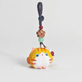 Japanese Style Orange Tabby Cat Wood Carving Keychain, Cute Round Kitten Linden Wood Charm, Handmade Bag Charm Key Ring Gift for Her