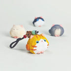 Japanese Style Orange Tabby Cat Wood Carving Keychain, Cute Round Kitten Linden Wood Charm, Handmade Bag Charm Key Ring Gift for Her