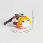 Japanese Style Orange Tabby Cat Wood Carving Keychain, Cute Round Kitten Linden Wood Charm, Handmade Bag Charm Key Ring Gift for Her