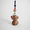 Japanese Style Toy Poodle Wood Carving Keychain, Brown Poodle Handmade Linden Wood Dog Charm, Cute Puppy Bag Charm Gift for Dog Lovers