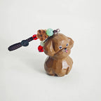 Japanese Style Toy Poodle Wood Carving Keychain, Brown Poodle Handmade Linden Wood Dog Charm, Cute Puppy Bag Charm Gift for Dog Lovers