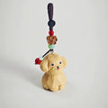 Japanese Wooden Teddy Dog Keychain Pendant, Hand Carved Puppy Bag Charm, Cute Animal Charm, Kawaii Dog Key Ring, Small Gift for Her