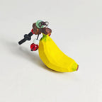 Japanese Style Wooden Banana Keychain Pendant, Hand Carved Fruit Charm, Cute Kawaii Bag Charm, Stress Relief Gift, Car Keychain Accessory