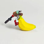 Japanese Style Wooden Banana Keychain Pendant, Hand Carved Fruit Charm, Cute Kawaii Bag Charm, Stress Relief Gift, Car Keychain Accessory