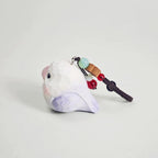 Japanese Style Wooden Parrot Keychain Pendant, Hand Carved Purple Bird Charm, Cute Animal Bag Charm, Spiritual Bead Pendant, Gift for Her