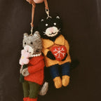 Handmade Wool Felt Cat Keychain Pendant, Cute Animal Bag Charm, Soft Felt Plush Keyring, Gift for Her, Whimsical Artisan Charm