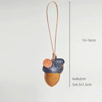 Leather Acorn Keychain Pendant, Handmade Bag Charm, Car Rear Mirror Hanging Ornament, Cute Nature Keyring, Aesthetic Gift for Her