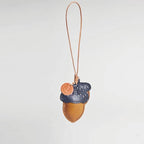 Leather Acorn Keychain Pendant, Handmade Bag Charm, Car Rear Mirror Hanging Ornament, Cute Nature Keyring, Aesthetic Gift for Her
