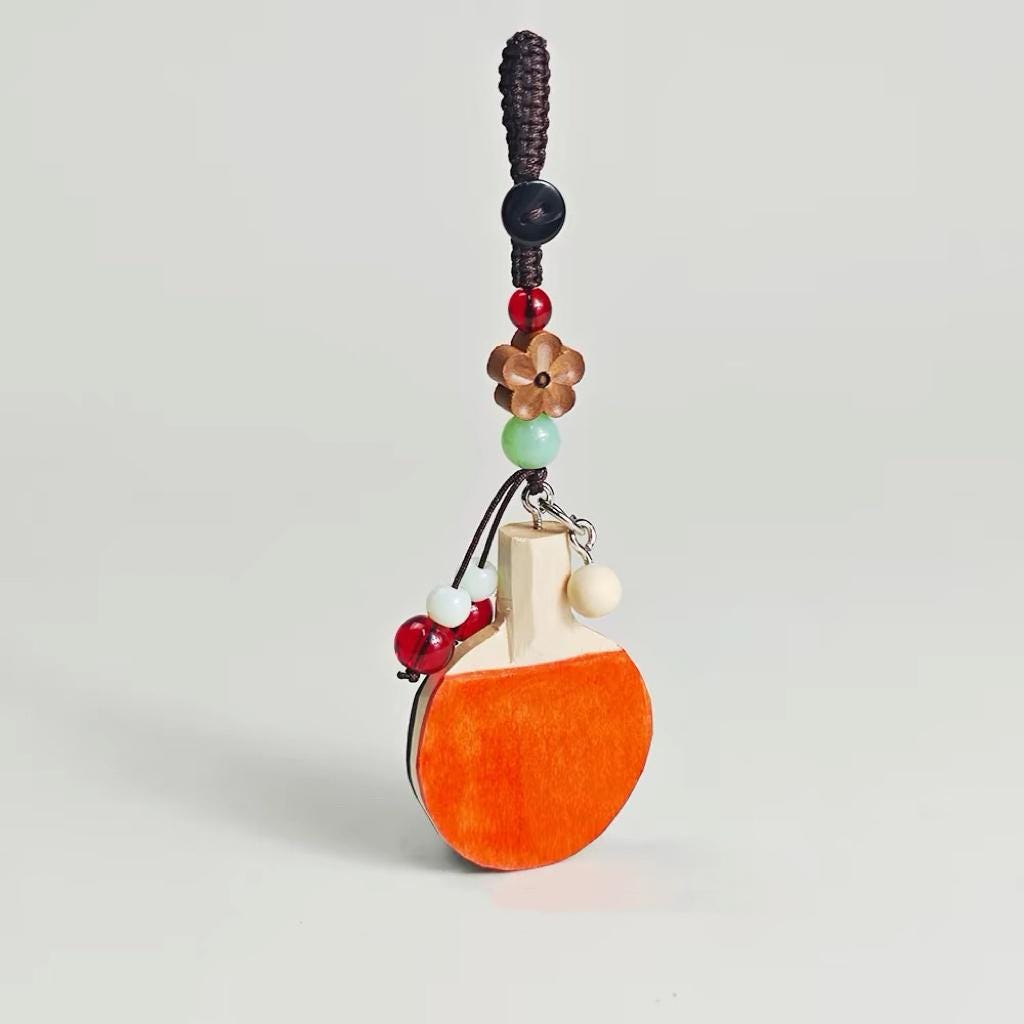 Ping Pong Paddle Keychain, Wooden Table Tennis Bag Charm, Handmade Sports Keyring, Cute Mini Paddle Pendant, Gift for Him Her
