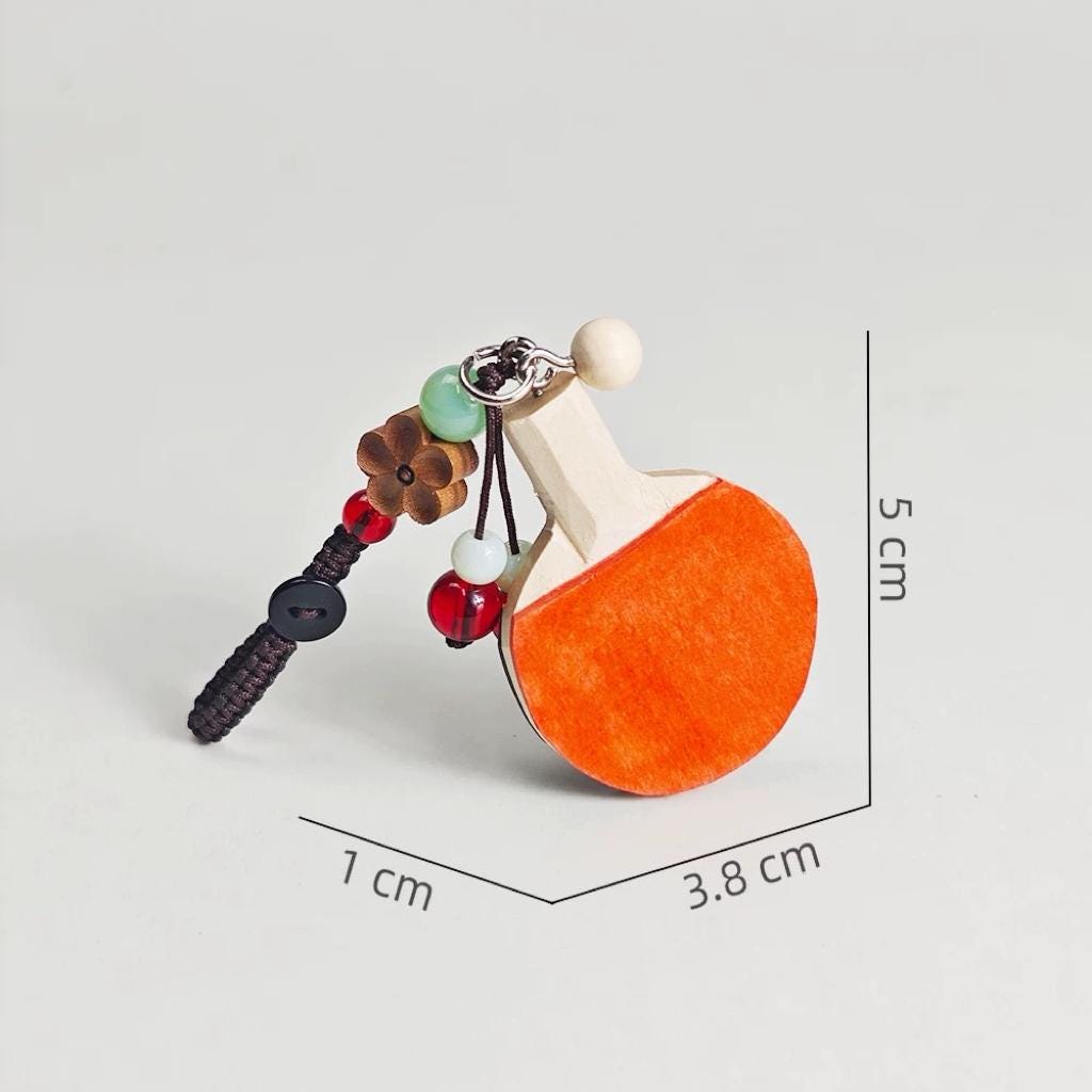 Ping Pong Paddle Keychain, Wooden Table Tennis Bag Charm, Handmade Sports Keyring, Cute Mini Paddle Pendant, Gift for Him Her