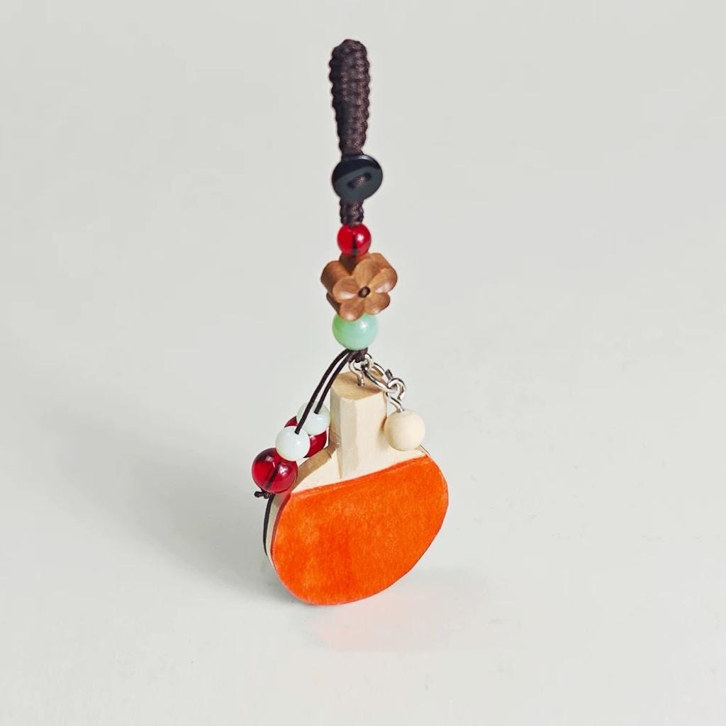 Ping Pong Paddle Keychain, Wooden Table Tennis Bag Charm, Handmade Sports Keyring, Cute Mini Paddle Pendant, Gift for Him Her