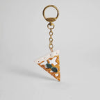 Japanese Pizza Slice Keychain, Handmade Leather Food Charm, Cute Bag Pendant, Mini Cheese Pizza Keyring, Gift for Food Lover Her Him