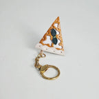 Japanese Pizza Slice Keychain, Handmade Leather Food Charm, Cute Bag Pendant, Mini Cheese Pizza Keyring, Gift for Food Lover Her Him