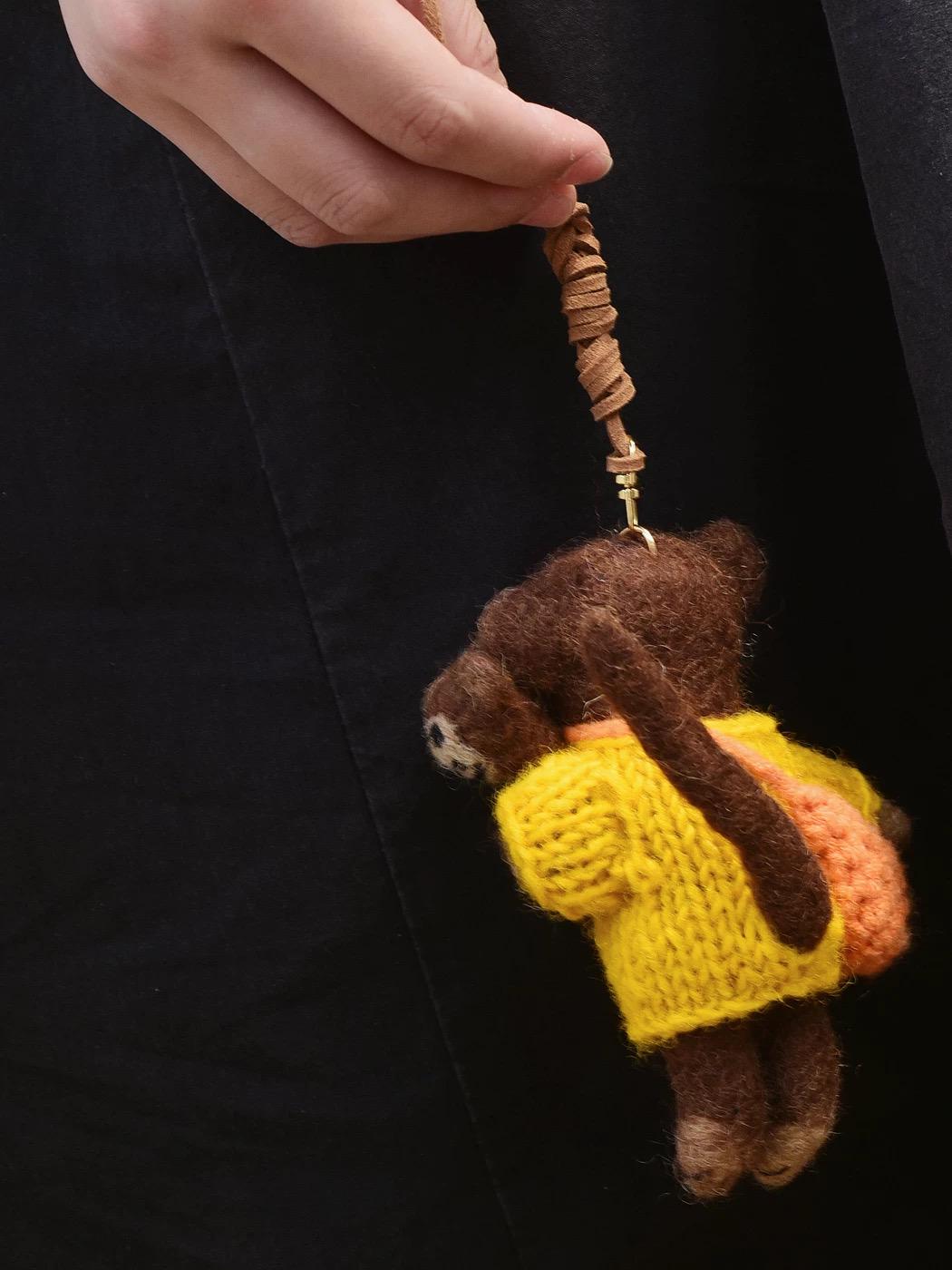 Handmade Monkey Keychain, Felt Monkey Charm, Cute Animal Bag Pendant, Car Rear Mirror Hanging Ornament, Gift for Mom, Family Gift