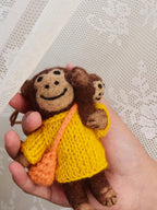 Handmade Monkey Keychain, Felt Monkey Charm, Cute Animal Bag Pendant, Car Rear Mirror Hanging Ornament, Gift for Mom, Family Gift