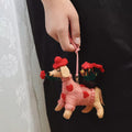 Handcraft Dog Keychain with Flowers, Handmade Felt Dog Charm, Cute Puppy Bag Pendant, Car Rear Mirror Hanging Ornament, Romantic Gift