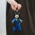 Japanese Black Cat Keychain, Handmade Felt Charm, Aesthetic Animal Keyring, Car Rear Mirror Hanging Ornament, Gift for Cat Lover