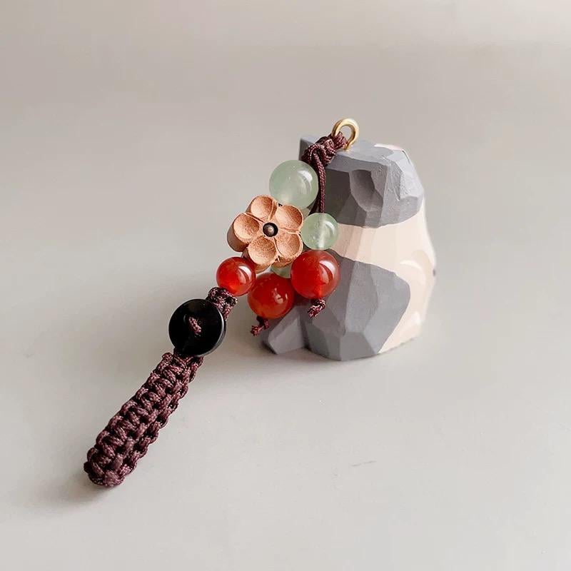 Handmade Wooden Sleeping Cat Keychain, Cute Animal Keyring, Car Rear Mirror Hanging Ornament, Cat Lover Gift, Minimalist Pet Pendant