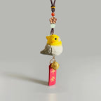 Hand Carved Bird Car Hanging Ornament, Cute Cockatiel Rear View Mirror Charm, Wooden Bird Pendant, Lucky Car Decor, Bike Charm Gift