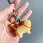 Japanese Style Wooden Lucky Cat Keychain, Hand Carved Golden Cat Pendant, Cute Cat Bag Charm, Animal Keychain, Phone Charm Gift
