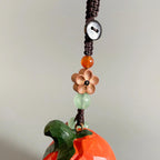 Japanese Style Wooden Persimmon Doll Keychain, Hand Carved Kaki Pendant, Cute Fruit Bag Charm, Mini Gift for Her, Handmade Charm