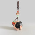 Japanese Style Wooden Handmade Pig Keychain, Hand Carved Pig Pendant, Cute Pig Bag Charm, Mini Animal Keyring Gift