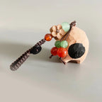 Japanese Style Wooden Handmade Pig Keychain, Hand Carved Pig Pendant, Cute Pig Bag Charm, Mini Animal Keyring Gift