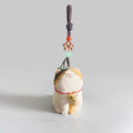 Japanese Style Wooden Lucky Calico Cat Keychain, Hand Carved Maneki Neko Pendant, Woven Three-Color Cat Bag Charm, Prosperity Gift Charm