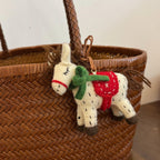 Japanese Style Lucky Felt Horse Pendant, Handmade Wool Felt Pony Bag Charm, Cute Horse Keychain, Animal Hanging Ornament, Pendant Gift