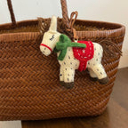 Japanese Style Lucky Felt Horse Pendant, Handmade Wool Felt Pony Bag Charm, Cute Horse Keychain, Animal Hanging Ornament, Pendant Gift