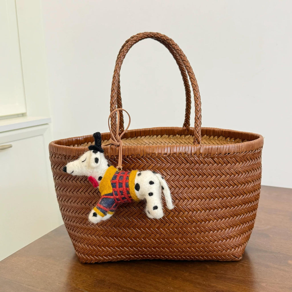 Japanese Style Lucky Felt Dalmatian Dog Pendant, Handmade Wool Felt Dog Bag Charm, Cute Spotted Dog Keychain, Animal Hanging Ornament Gift