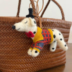 Japanese Style Lucky Felt Dalmatian Dog Pendant, Handmade Wool Felt Dog Bag Charm, Cute Spotted Dog Keychain, Animal Hanging Ornament Gift