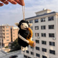 Japanese Style Lucky Saxophone Lamb Wool Felt Pendant, Handmade Black Sheep Bag Charm, Cute Animal Keychain, Music Sheep Hanging Gift