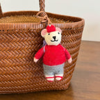 Japanese Style Lucky Felt Bear Pendant, Handmade Wool Felt Teddy Bear Bag Charm, Cute Animal Keychain, Bear Hanging Ornament Gift