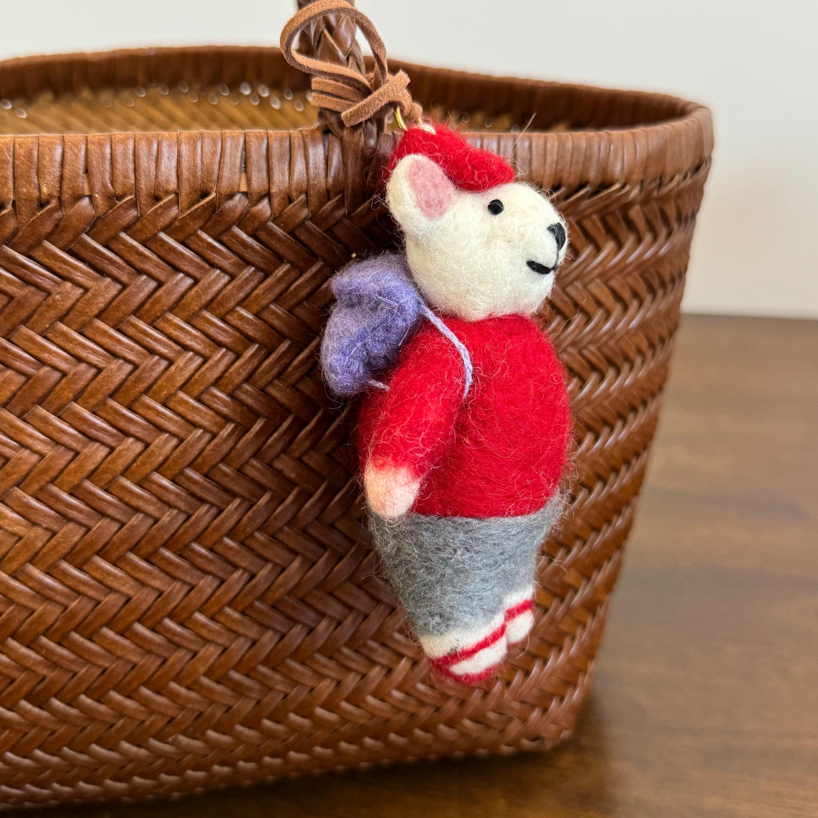 Japanese Style Lucky Felt Bear Pendant, Handmade Wool Felt Teddy Bear Bag Charm, Cute Animal Keychain, Bear Hanging Ornament Gift