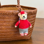 Japanese Style Lucky Felt Bear Pendant, Handmade Wool Felt Teddy Bear Bag Charm, Cute Animal Keychain, Bear Hanging Ornament Gift