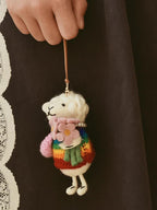 Japanese Style Lucky Rainbow Lamb Wool Felt Pendant, Handmade Sheep Bag Charm, Cute Animal Keychain, Flower Lamb Hanging Ornament Gift