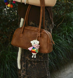 Japanese Style Lucky Rainbow Lamb Wool Felt Pendant, Handmade Sheep Bag Charm, Cute Animal Keychain, Flower Lamb Hanging Ornament Gift