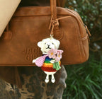 Japanese Style Lucky Rainbow Lamb Wool Felt Pendant, Handmade Sheep Bag Charm, Cute Animal Keychain, Flower Lamb Hanging Ornament Gift