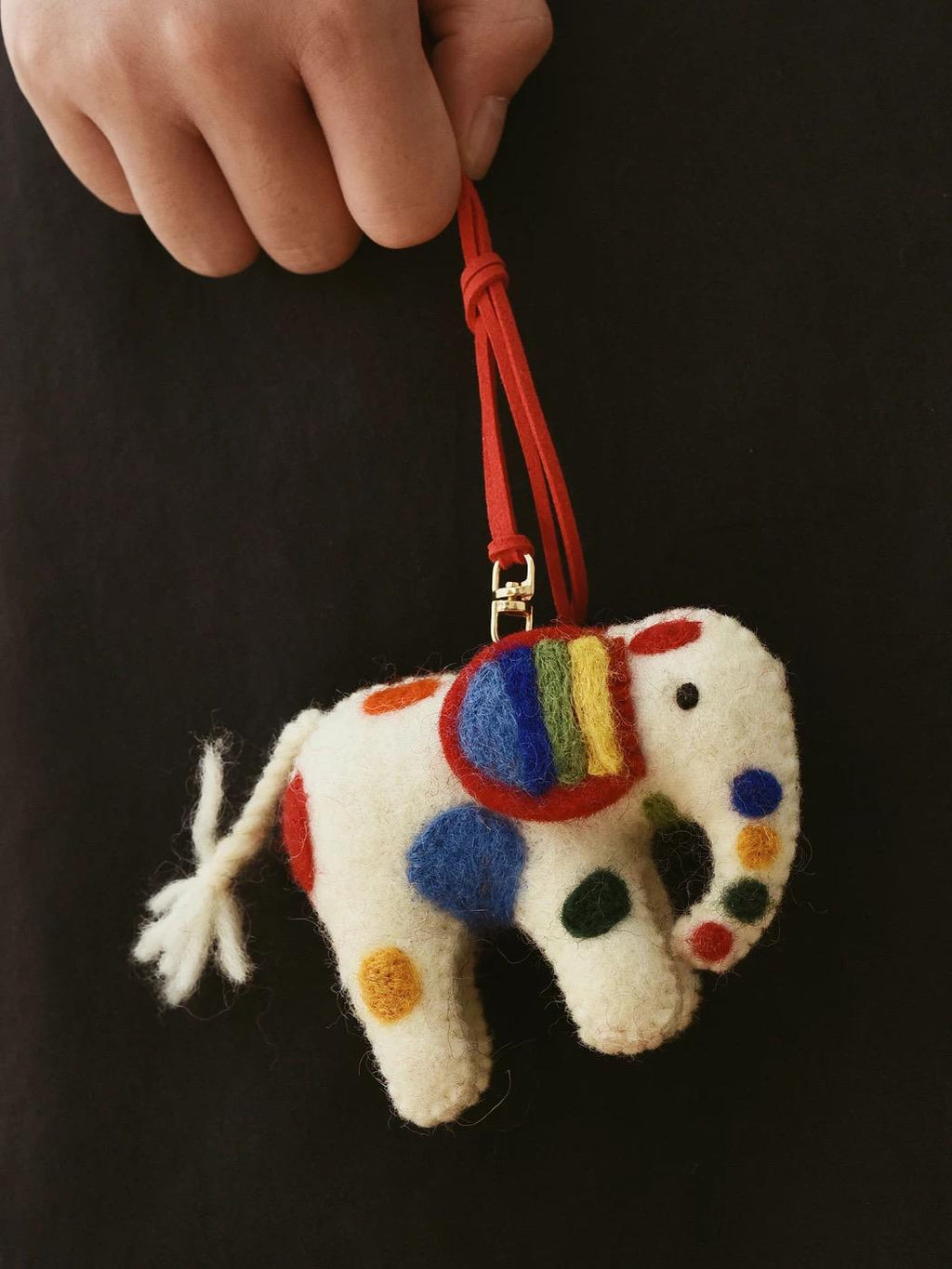 Japanese Style Lucky Felt Elephant Pendant, Handmade Wool Felt Elephant Bag Charm, Cute Colorful Keychain, Elephant Hanging Ornament Gift