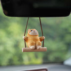 Japanese Style Orange Cat Swing Hanging Ornament, Hand Carved Wooden Cute Cat Charm, Rearview Mirror Decor, Car Hanging Gift